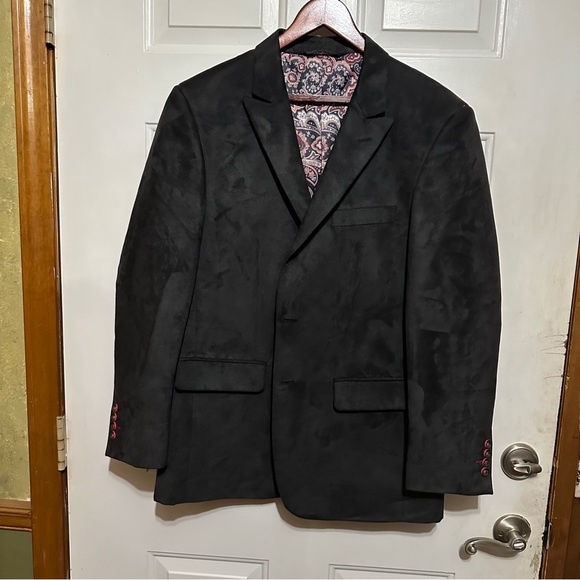 Mens Velvet Affazy Blazer 40‎ Reg Retro&Funky Metallic Black Pimpish Unique - Picture 1 of 5